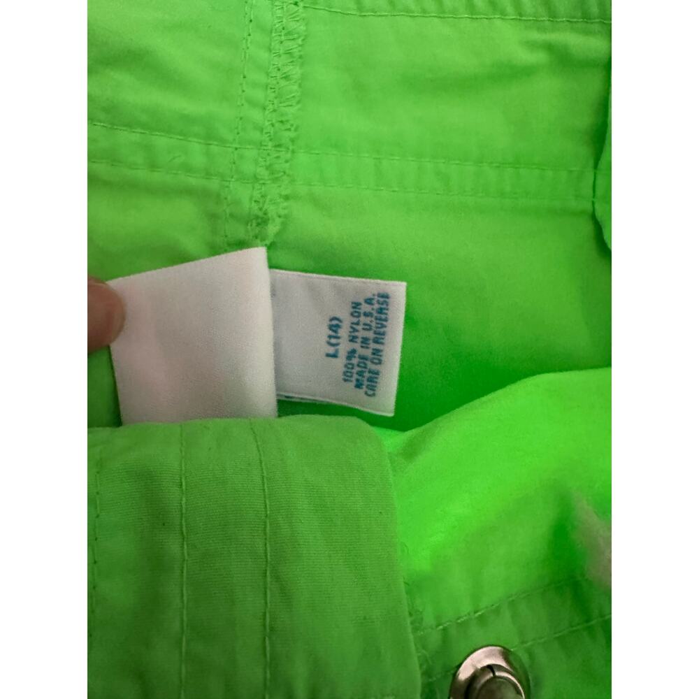 Kid's Size Large (14) Pull On Tie Front Boardshort Swimwear Shorts Neon Green - Picture 4 of 4